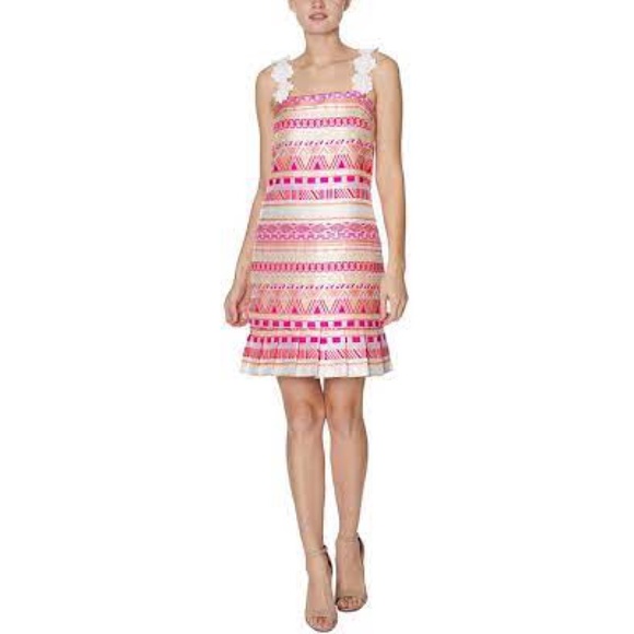 Laundry by Shelli Segal | Striped Jacquard Sheath Dress | SZ4 - Picture 1 of 10